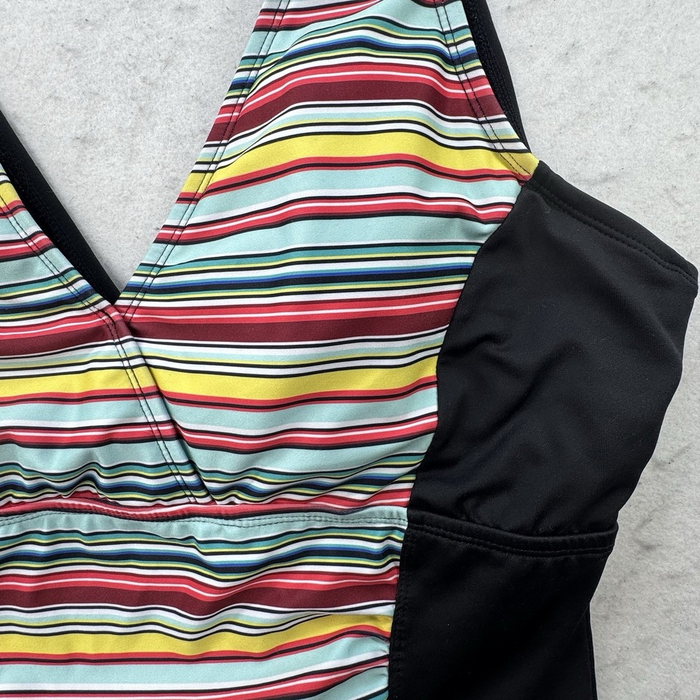 Dolfin Aquashape Plus Size 22 One Piece Swimsuit No Wire Striped Stretch - Picture 9 of 12